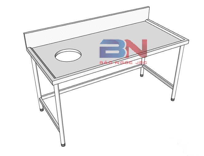 Bàn inox có lỗ xả rác bên trái